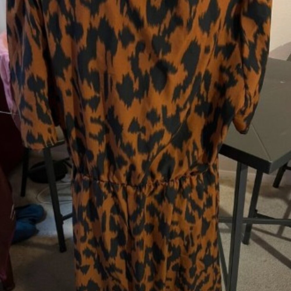 LIKE NEW STEIN Curve animal print faux wrap dress Sz 2XL